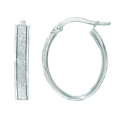 14K White Gold 15MM Glitter Hoop Earring